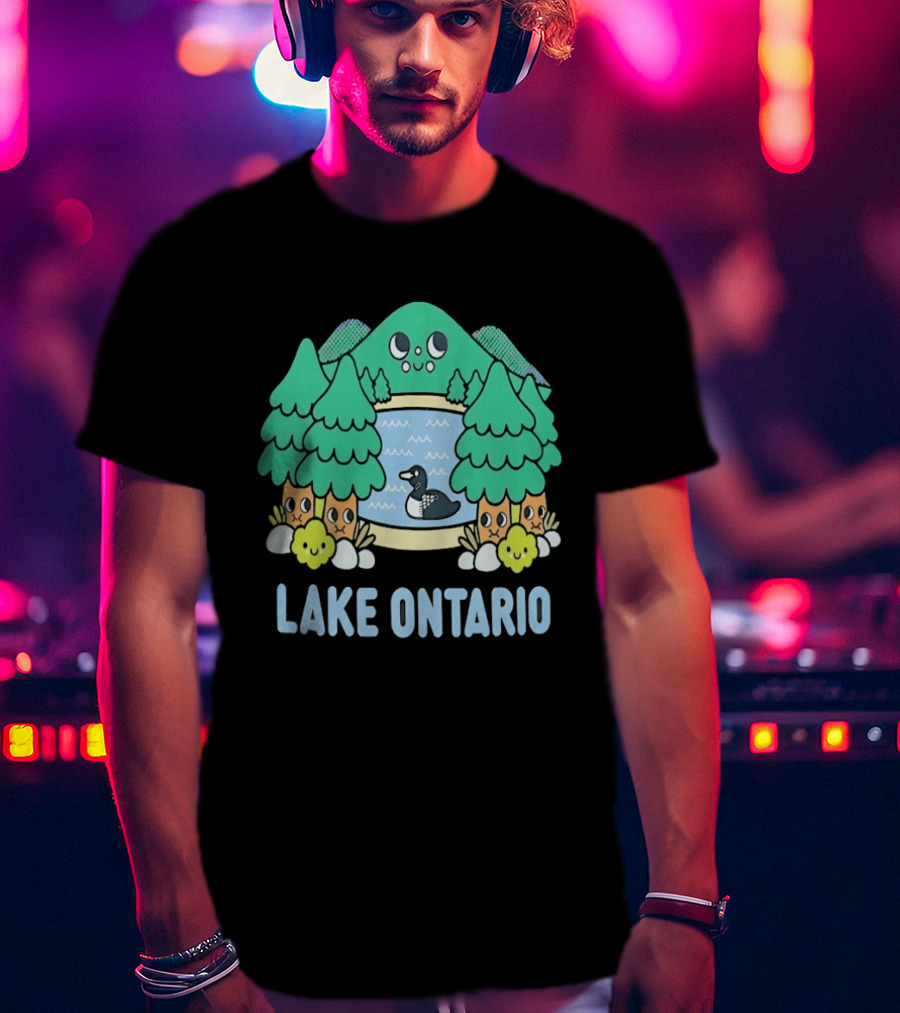 Lake Ontario Cute Forest Creature And Goose Scene T-Shirt