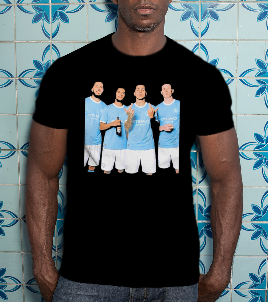 Manchester City Etihad Airways Kit Players Bottle Pose T-Shirt