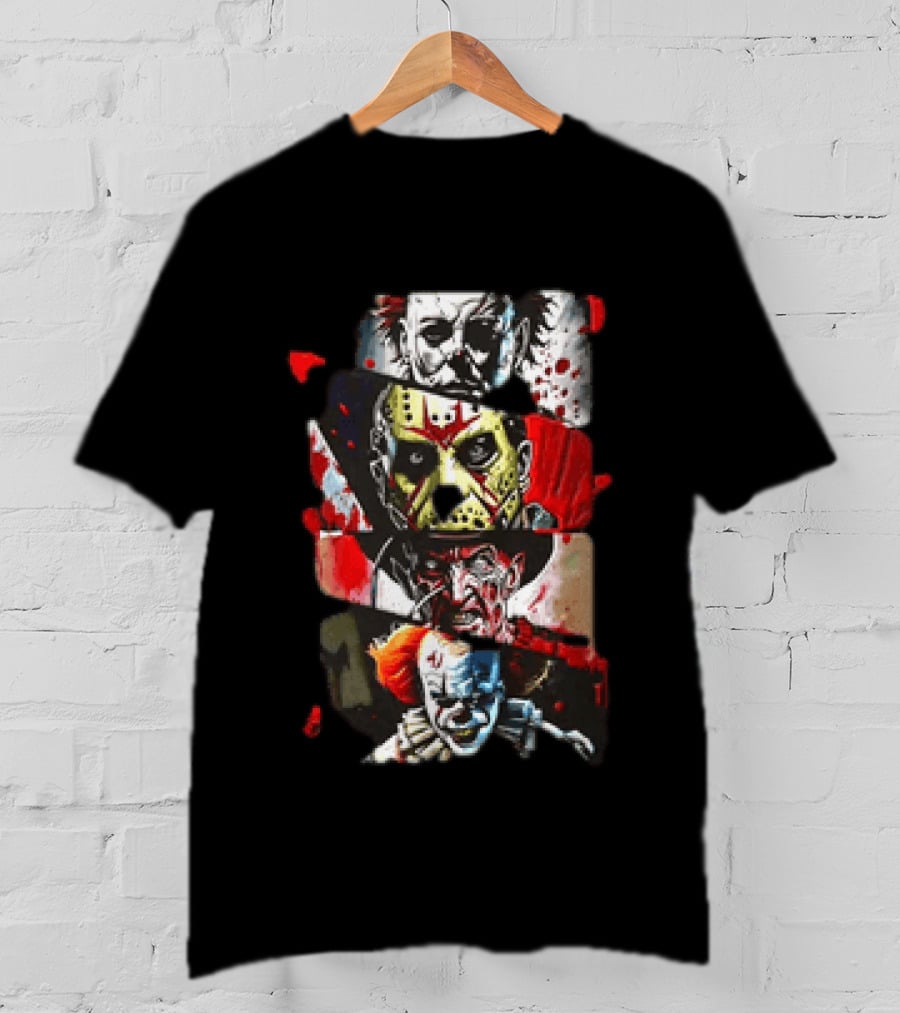 Michael Myers Jason Voorhees Freddy Krueger Pennywise Horror Movie Characters T-Shirt