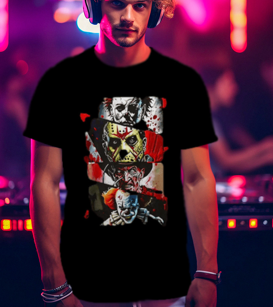 Michael Myers Jason Voorhees Freddy Krueger Pennywise Horror Movie Characters T-Shirt