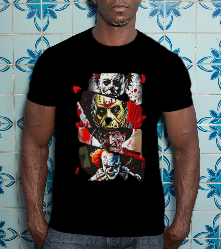 Michael Myers Jason Voorhees Freddy Krueger Pennywise Horror Movie Characters T-Shirt
