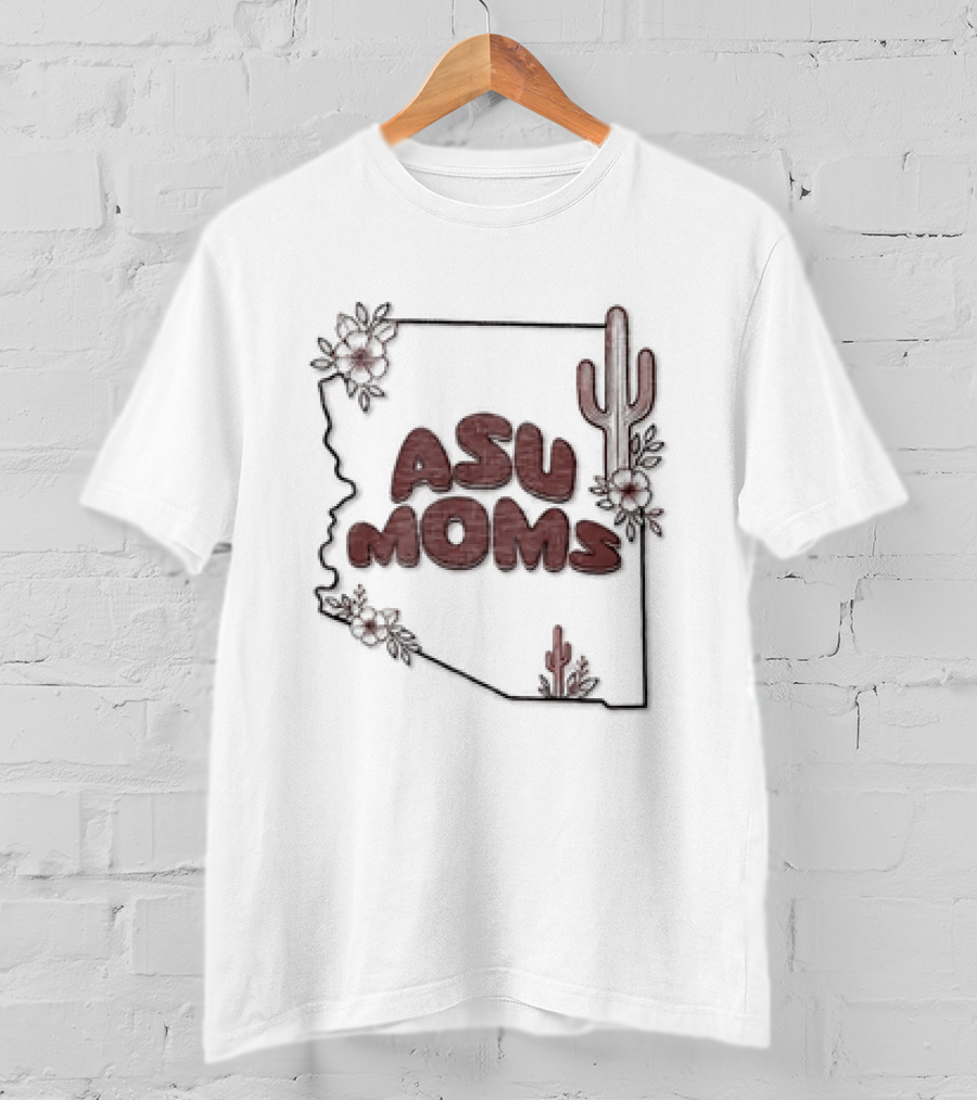 Arizona State University Moms Map Flowers Cactus T-Shirt