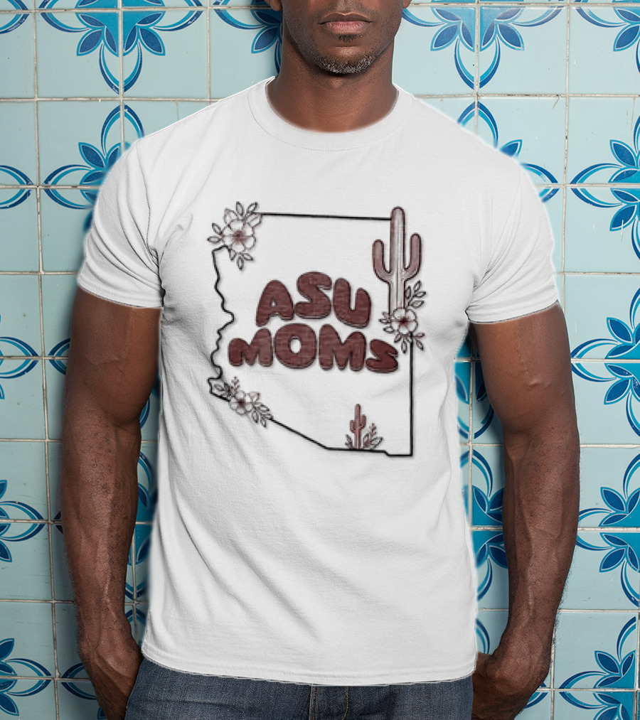 Arizona State University Moms Map Flowers Cactus T-Shirt