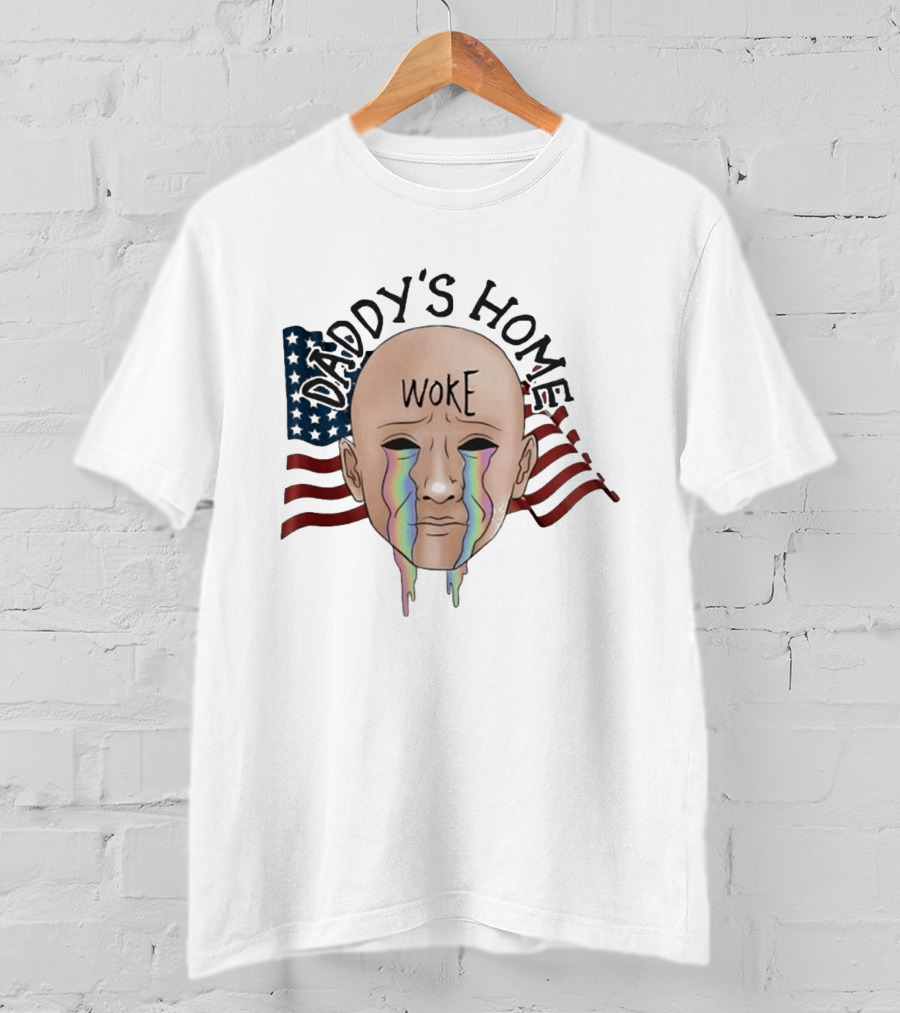 Daddy's Home Woke Crying Face With Flags T-Shirt