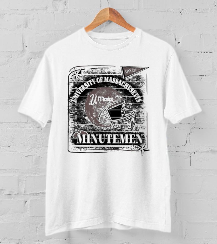 University Of Massachusetts Minutemen Distressed Football Helmet T-Shirt