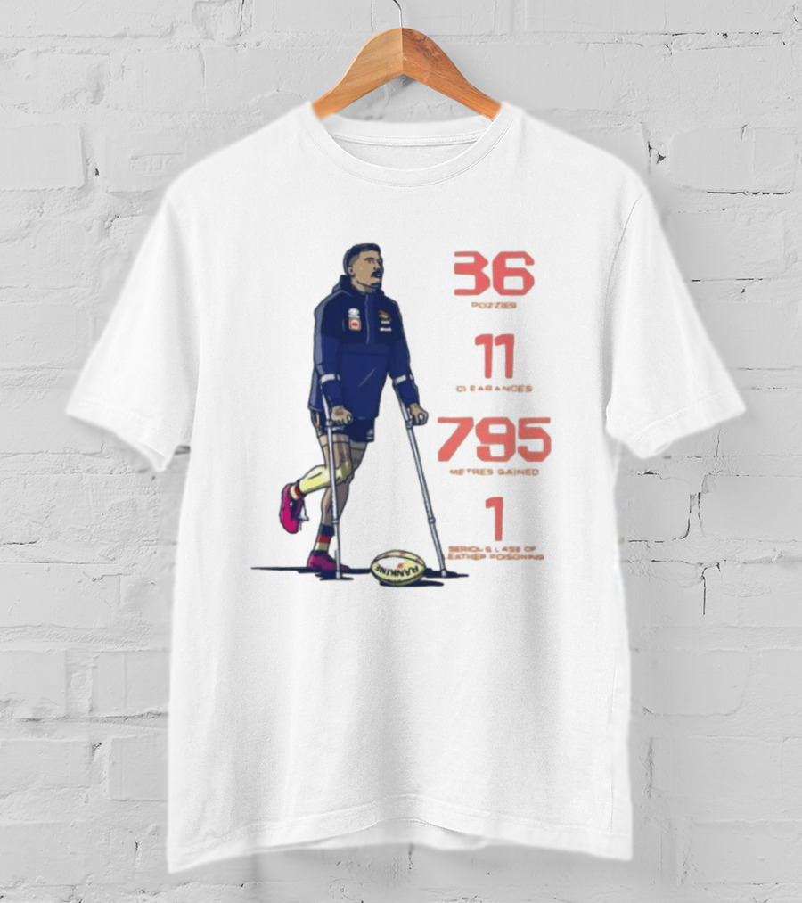 Izak Rankine 36 Tackles Crutches Adelaide Crows AFL Stats 795 Meters Gained T-Shirt