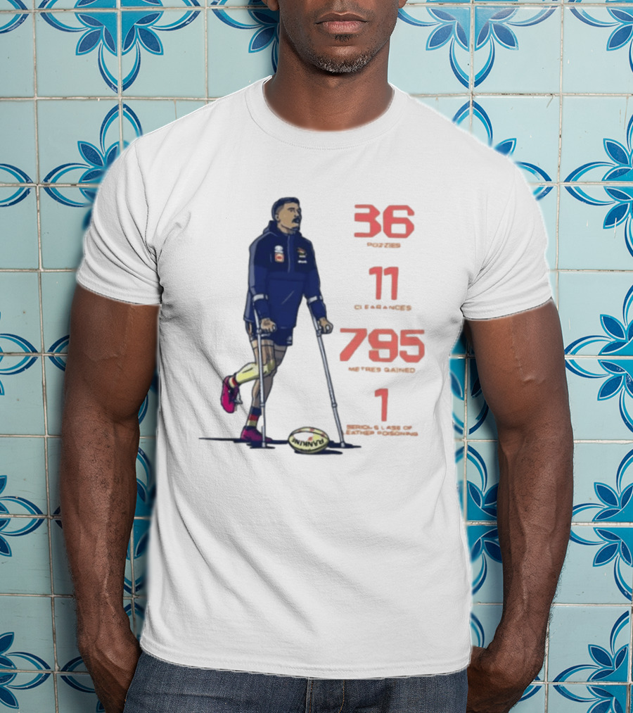 Izak Rankine 36 Tackles Crutches Adelaide Crows AFL Stats 795 Meters Gained T-Shirt