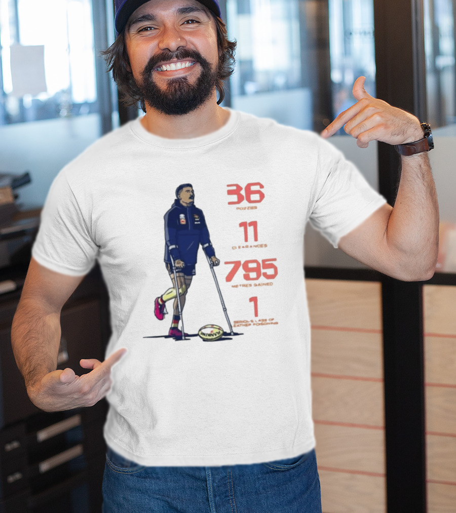 Izak Rankine 36 Tackles Crutches Adelaide Crows AFL Stats 795 Meters Gained T-Shirt