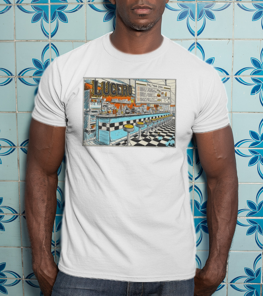 Lucero Fall Tour 2026 Diner Indie Rock Showdeer Vintage Americana Scenery T-Shirt
