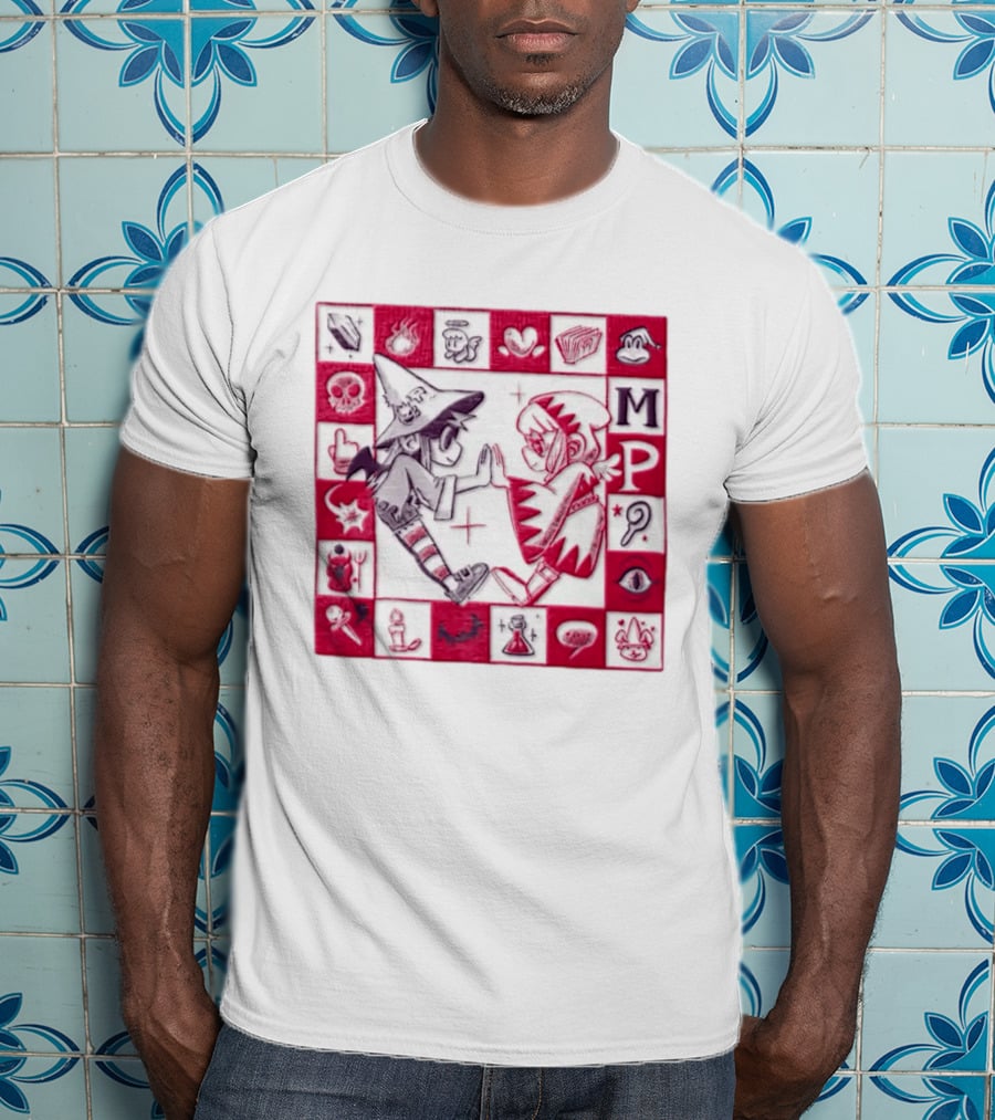MP Witch And Angel Character Duo Board Game Square T-Shirt