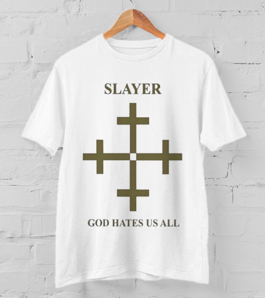 Slayer God Hates Us All Cross Symbol Thrash Metal T-Shirt