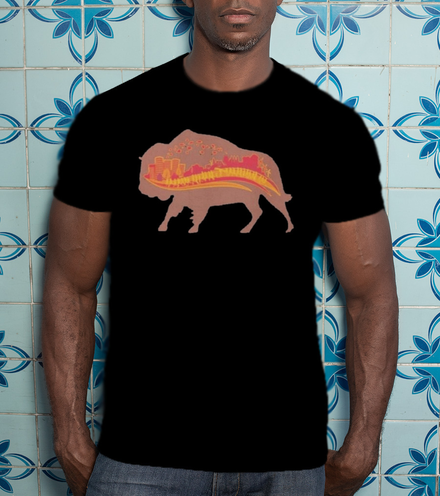 131st Annual YMCA Turkey Trot Thanksgiving Buffalo New York 2026 Runner Buffalo Silhouette Cityscape T-Shirt