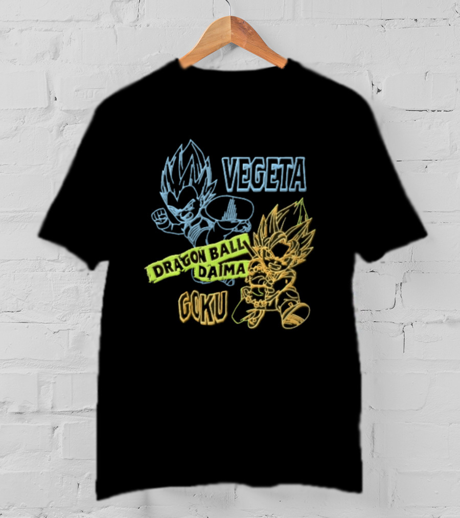 Dragon Ball Daima Vegeta Goku Neon Line Anime Characters Action Poses T-Shirt