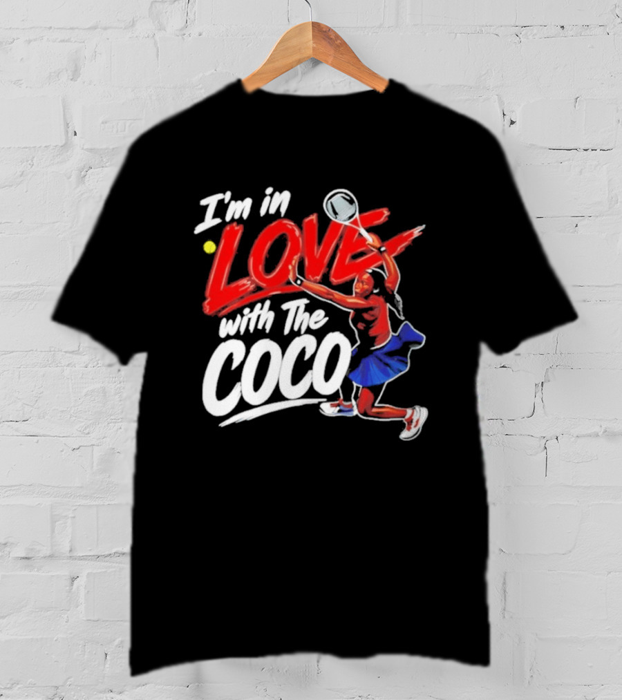 I'm In Love With The Coco Tennis Slam Action Bold Red And White T-Shirt