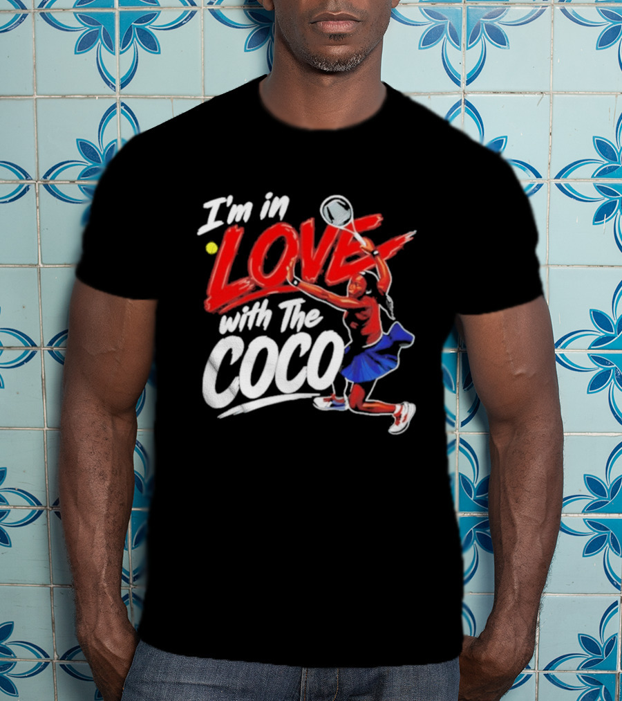 I'm In Love With The Coco Tennis Slam Action Bold Red And White T-Shirt