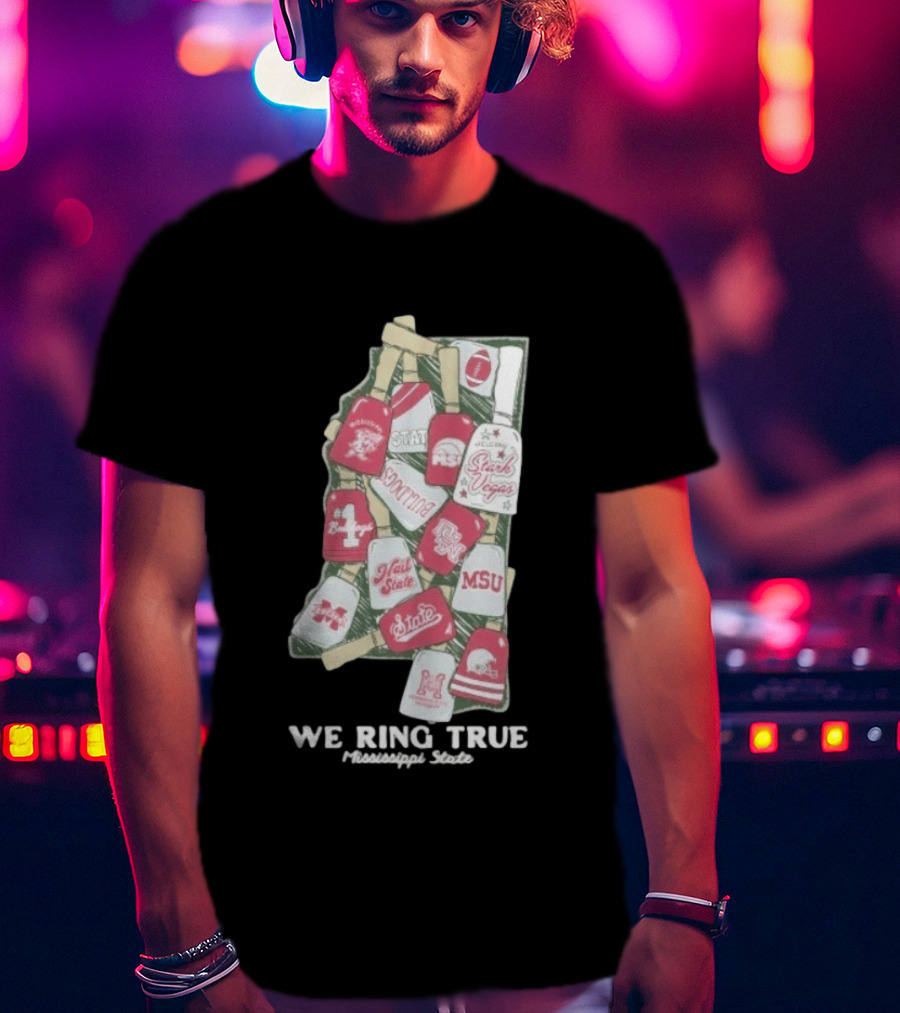 Mississippi State We Ring True Stark Vegas Bulldogs Collage State MSU Football T-Shirt