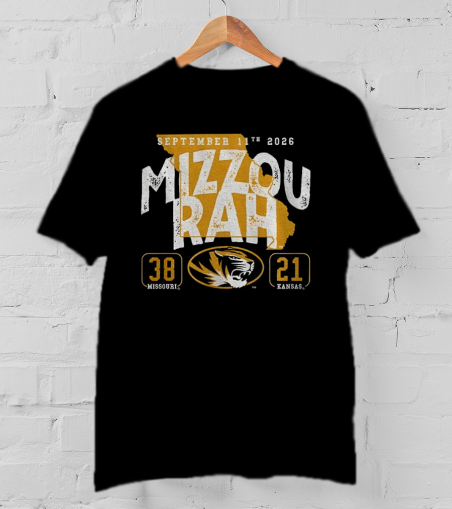 Missouri Tigers 38 Vs Kansas Jayhawks 21 Mizzou Rah September 11th 2026 T-Shirt
