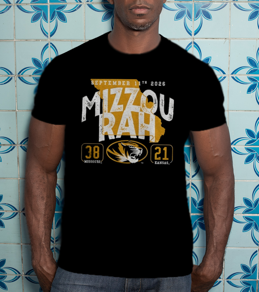 Missouri Tigers 38 Vs Kansas Jayhawks 21 Mizzou Rah September 11th 2026 T-Shirt
