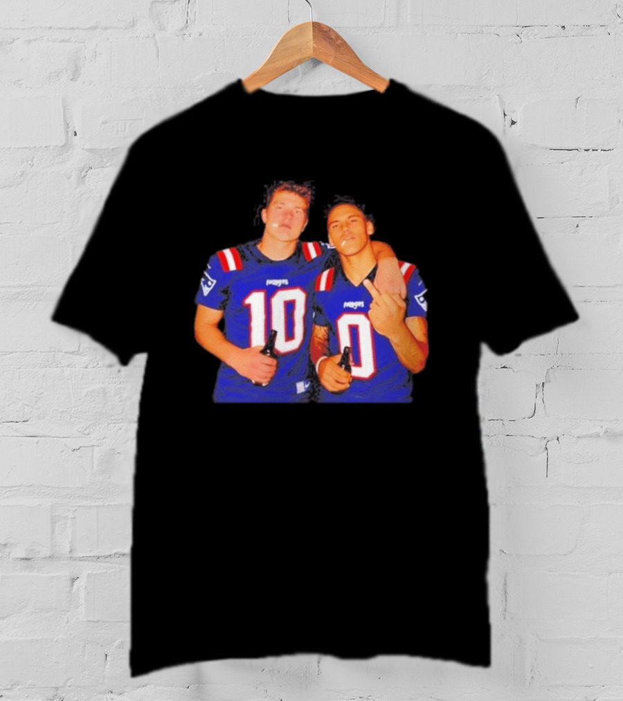 New England Patriots Drake Maye Christian Gonzalez Middle Finger Beer T-Shirt