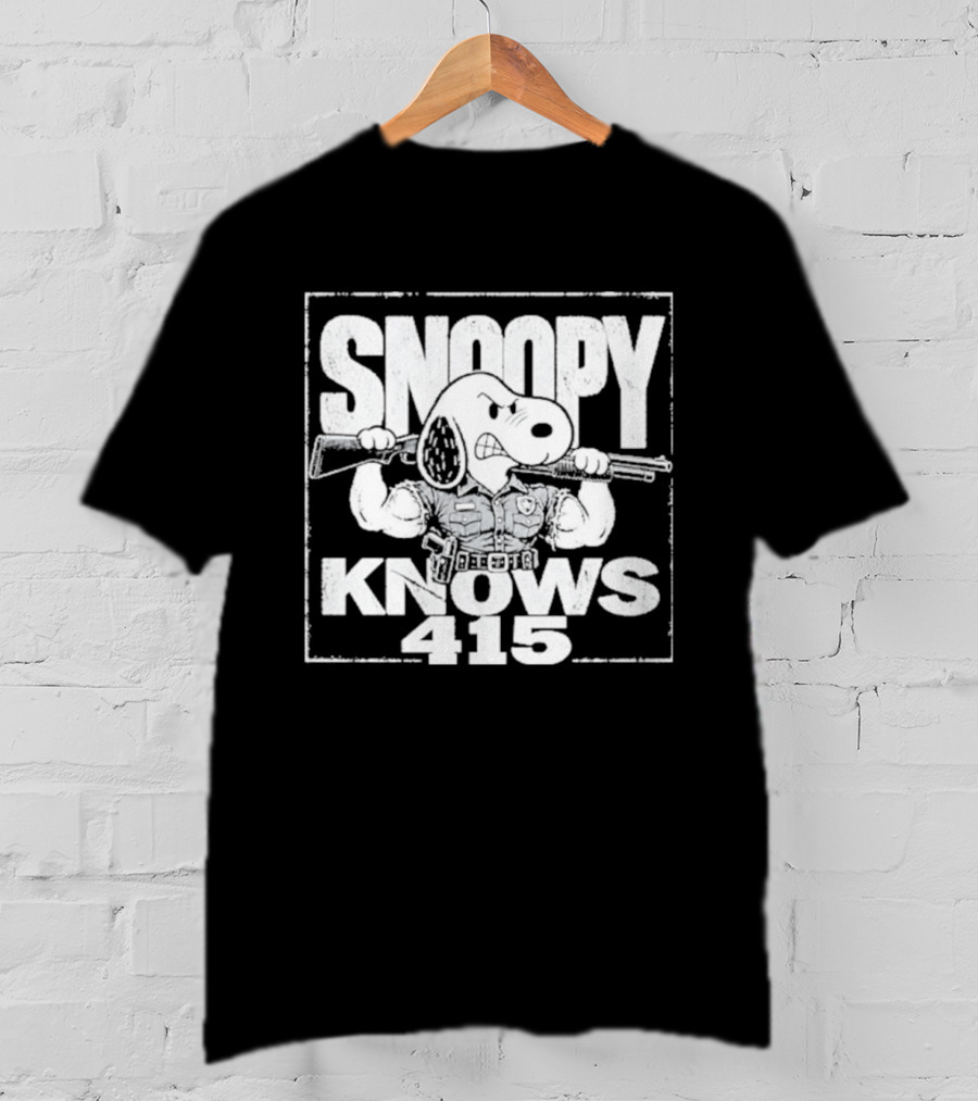 Snoopy Knows 415 Peanuts Police Officer Gun T-Shirt