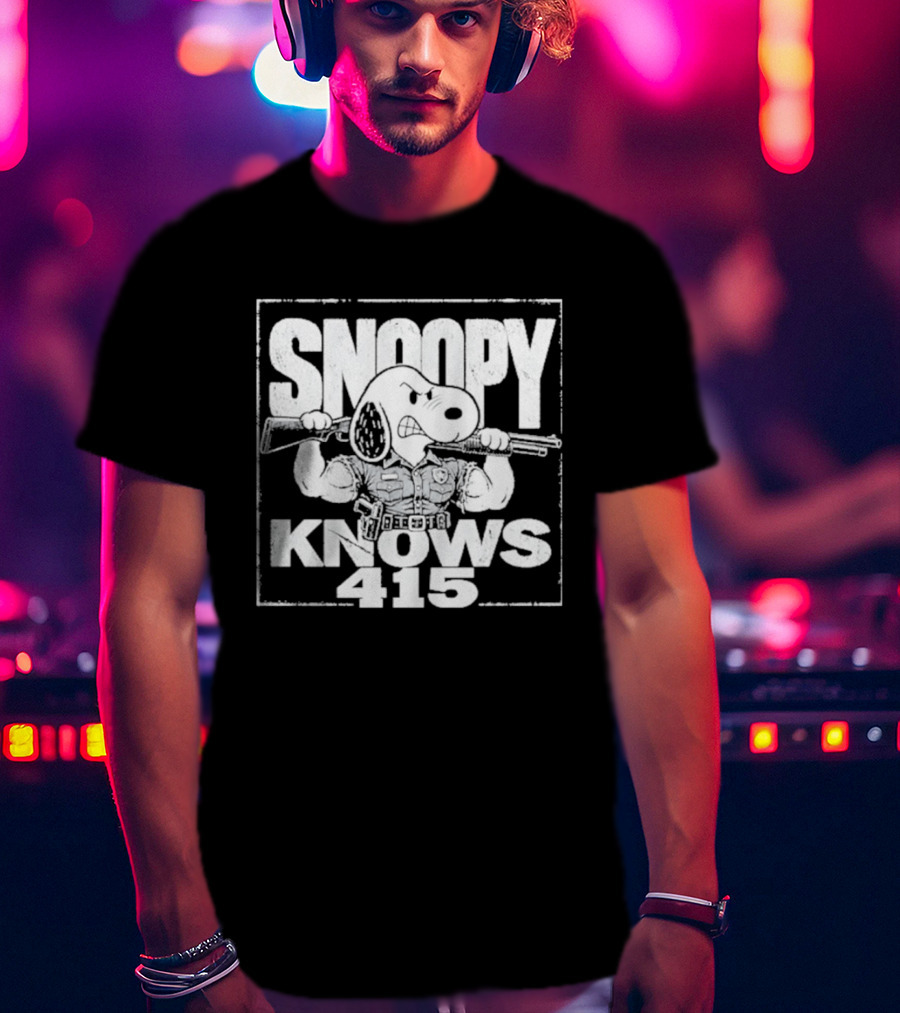 Snoopy Knows 415 Peanuts Police Officer Gun T-Shirt