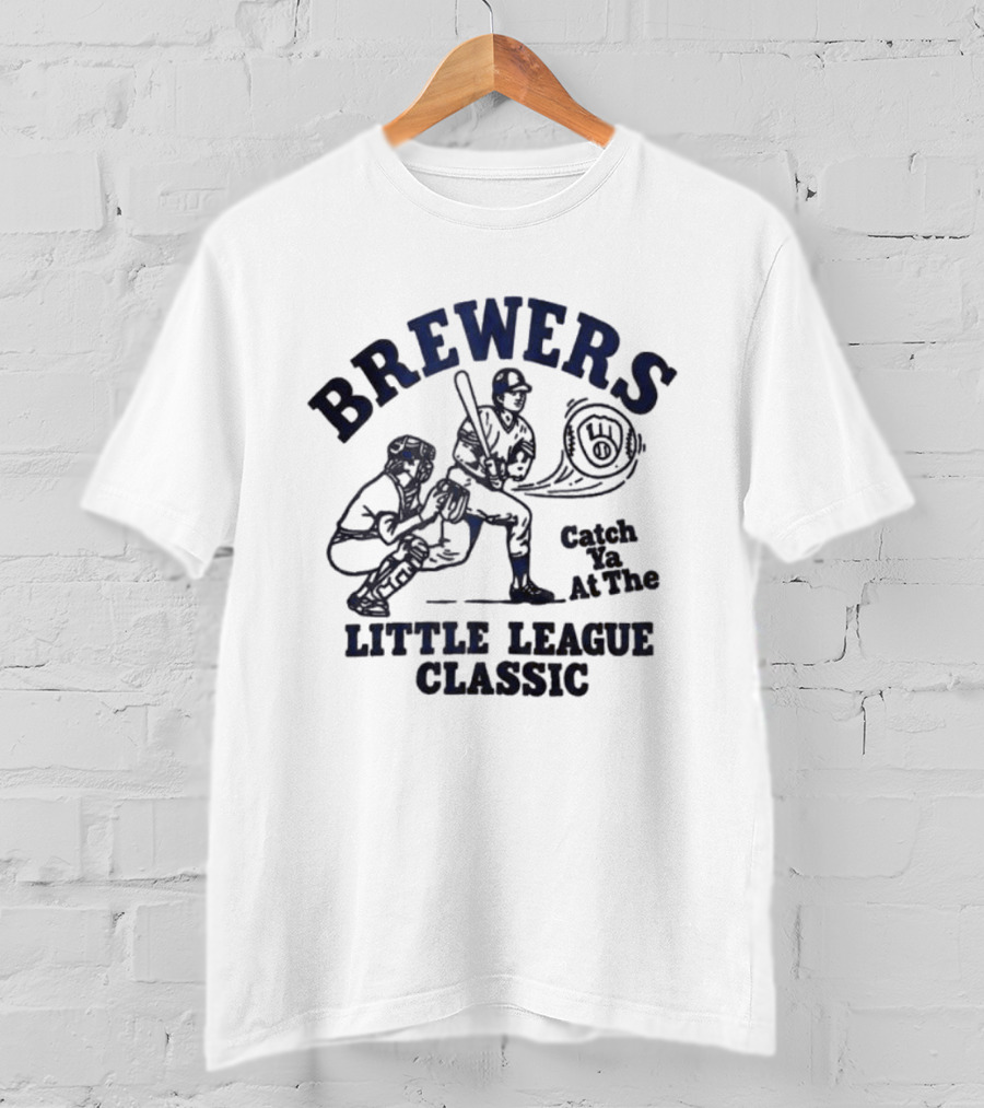 Brewers Catch Ya At The Little League Classic 2026 Batter And Catcher Baseball Scene T-Shirt