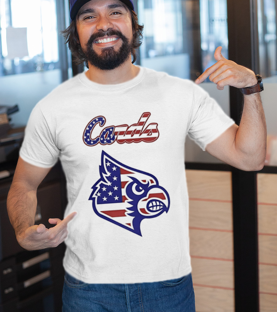 Cards American Flag Cardinal Head Stars Stripes T-Shirt