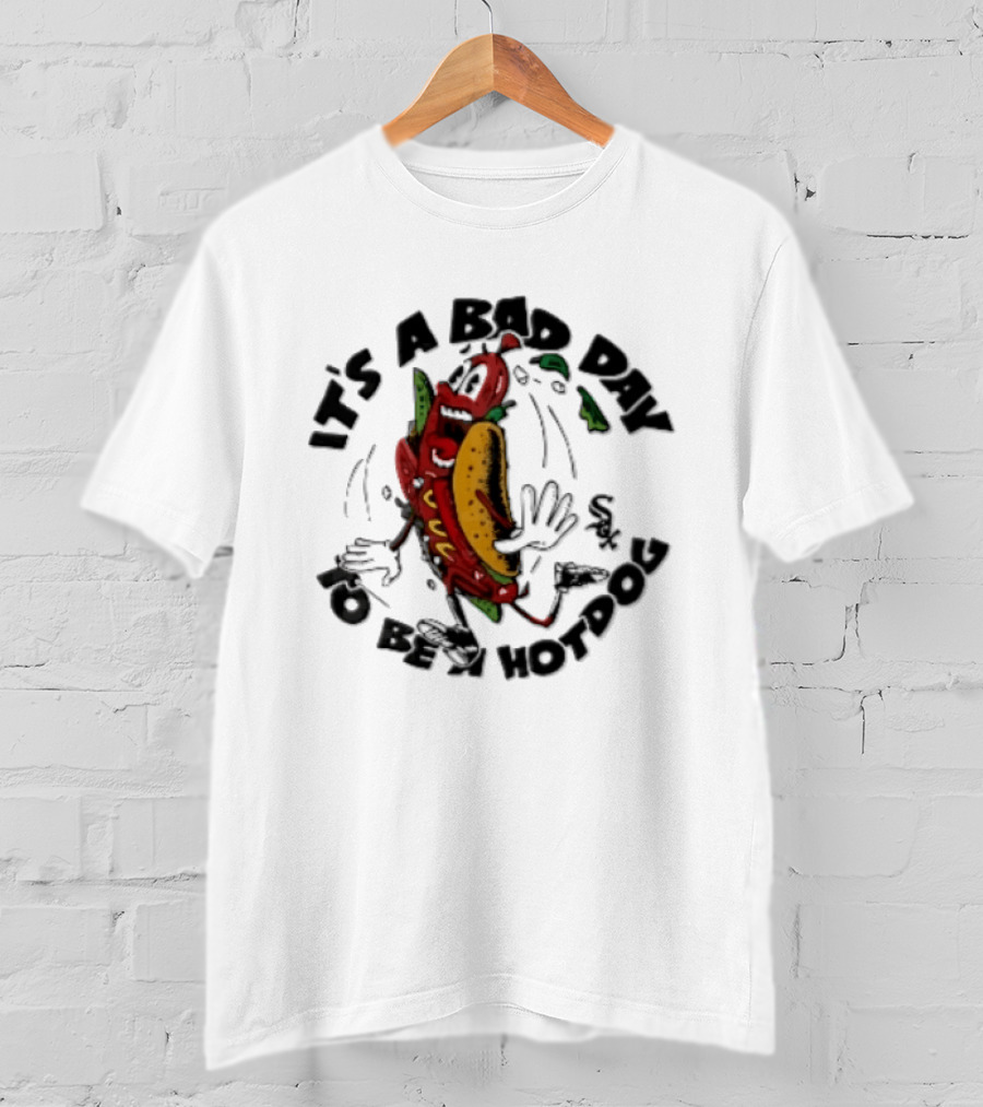 Chicago White Sox MLB It's A Bad Day To Be Hotdog Panicked Cartoon Sausage Running T-Shirt