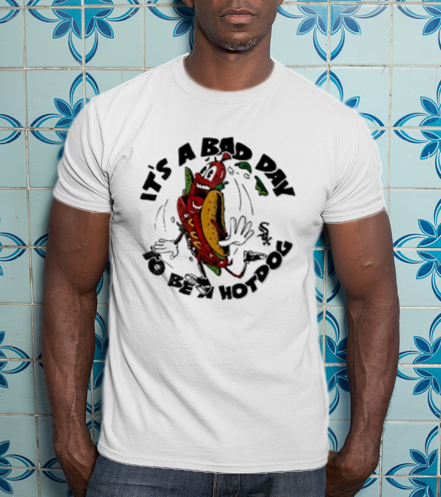 Chicago White Sox MLB It's A Bad Day To Be Hotdog Panicked Cartoon Sausage Running T-Shirt
