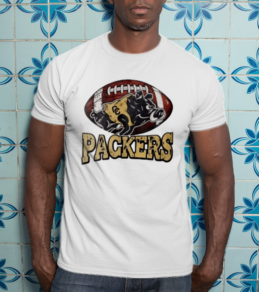 Colquitt County Packers Vintage Style Cartoon Boar Football T-Shirt