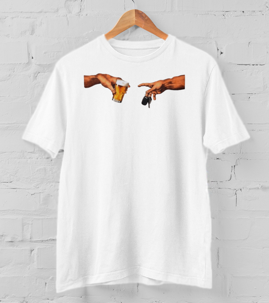 Creation Of Adam Beer Handing Over Car Keys T-Shirt