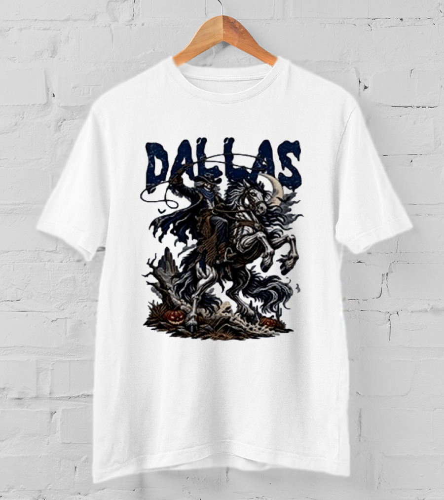 Dallas Cowboys Skeleton Horse Rider Halloween T-Shirt