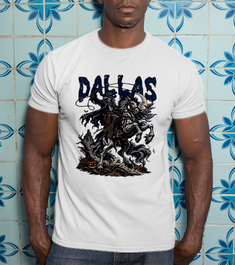 Dallas Cowboys Skeleton Horse Rider Halloween T-Shirt