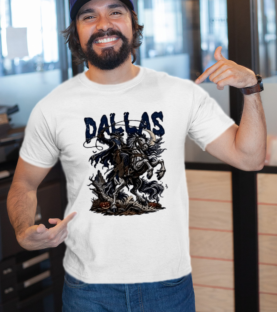 Dallas Cowboys Skeleton Horse Rider Halloween T-Shirt