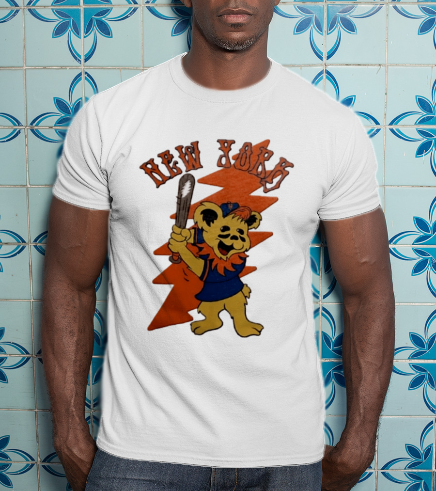 New York Grateful Dead Dancing Bear Batting Baseball Mets MLB T-Shirt