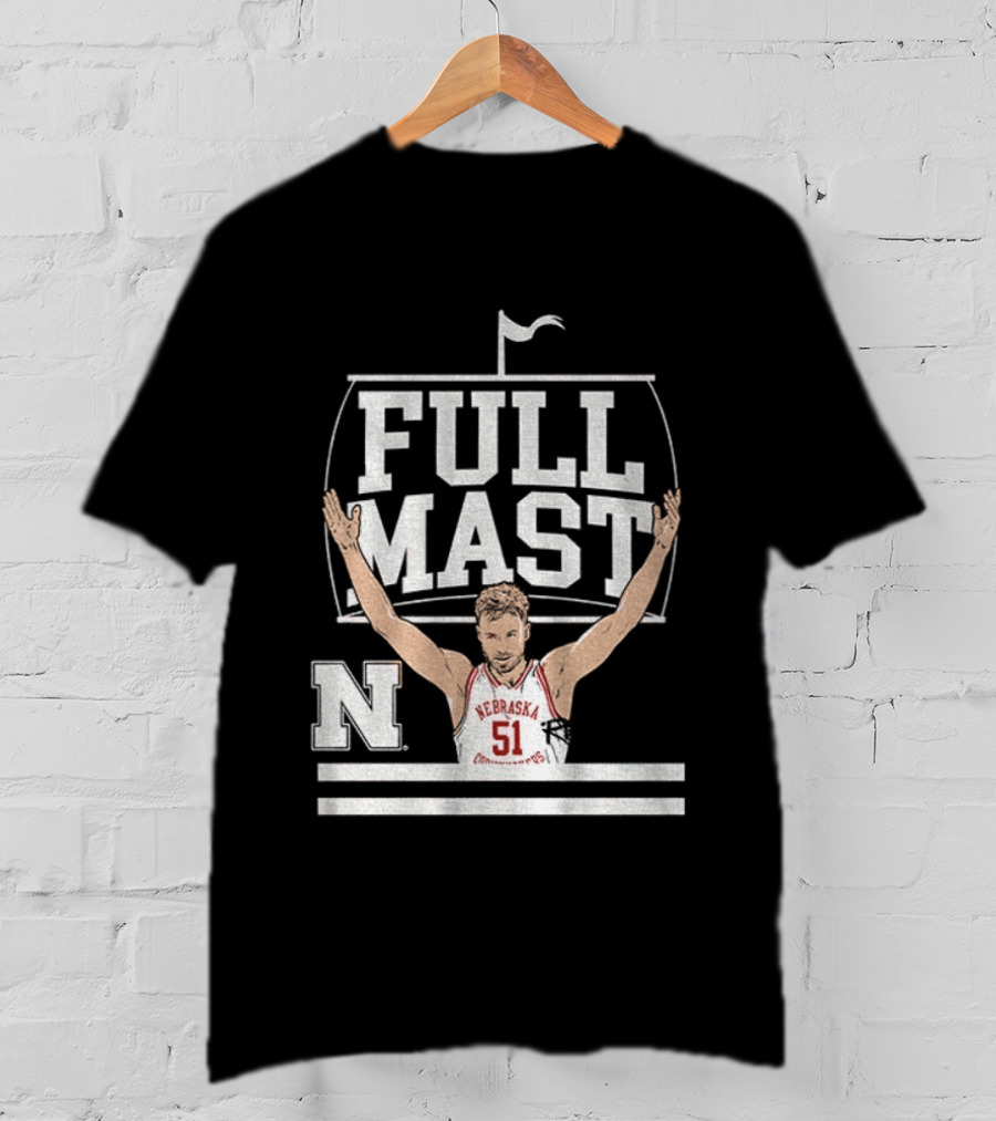 Rienk Mast 51 Full Mast Nebraska Cornhuskers Basketball Cartoon T-Shirt