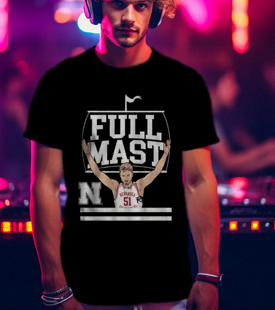 Rienk Mast 51 Full Mast Nebraska Cornhuskers Basketball Cartoon T-Shirt