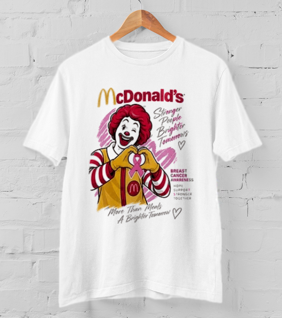 McDonald's Ronald McDonald Breast Cancer Awareness "More Than Meals A Brighter Tomorrow" Pink Ribbon T-Shirt