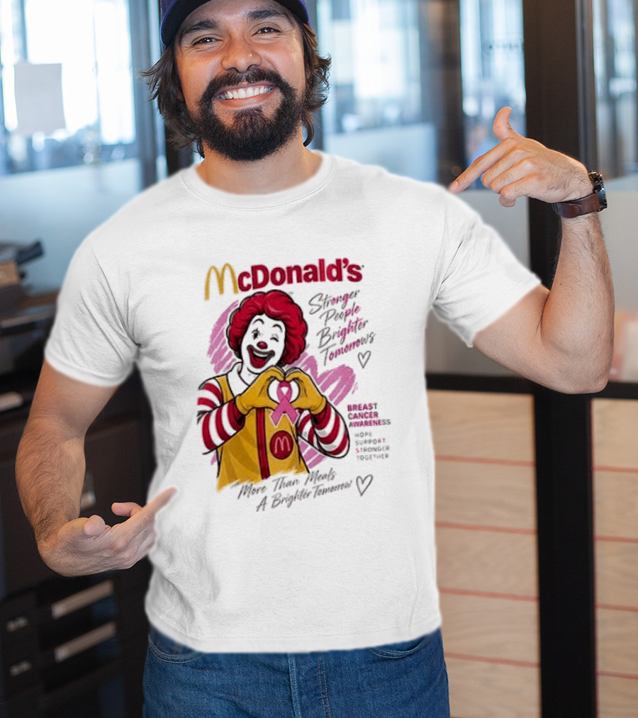 McDonald's Ronald McDonald Breast Cancer Awareness "More Than Meals A Brighter Tomorrow" Pink Ribbon T-Shirt