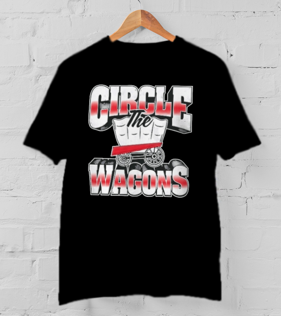 Circle The Wagons Pioneer Covered Wagon Red White 3D T-Shirt