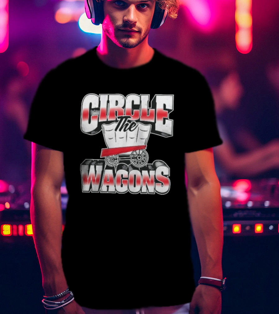 Circle The Wagons Pioneer Covered Wagon Red White 3D T-Shirt