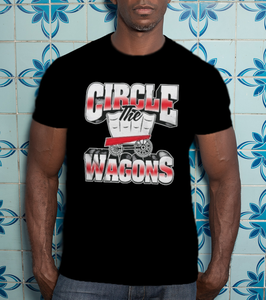 Circle The Wagons Pioneer Covered Wagon Red White 3D T-Shirt
