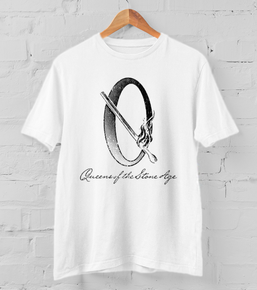 Queens Of The Stone Age QOTSA O Logo With Flaming Match T-Shirt