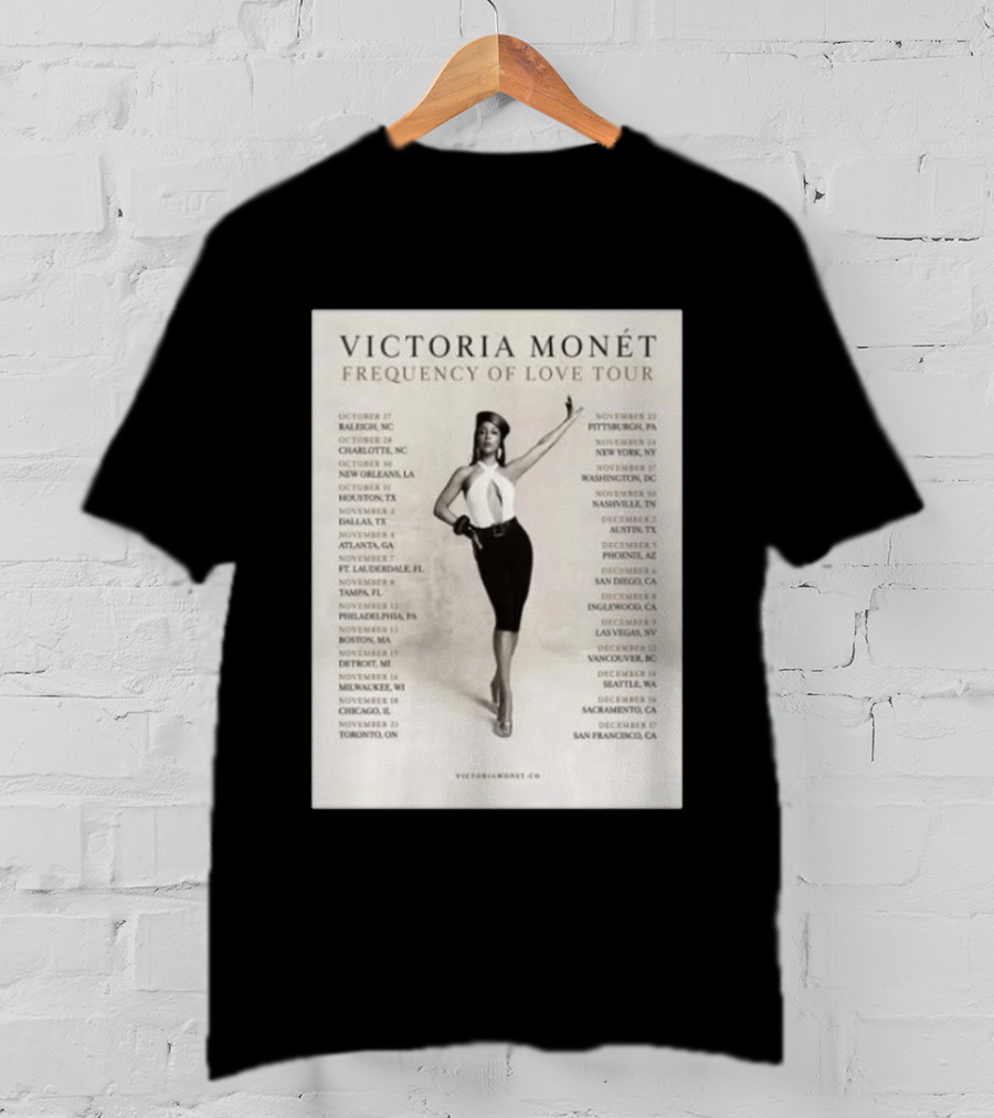 Victoria Monét Frequency Of Love Tour 2026 North America Dates Raleigh Charlotte New Orleans Houston Los Angeles Sacramento T-Shirt