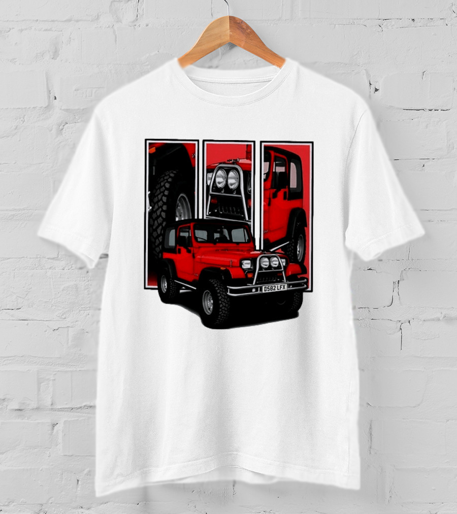 Red Jeep Wrangler 4x4 Off Road Adventure Vehicle Four Wheel Drive T-Shirt