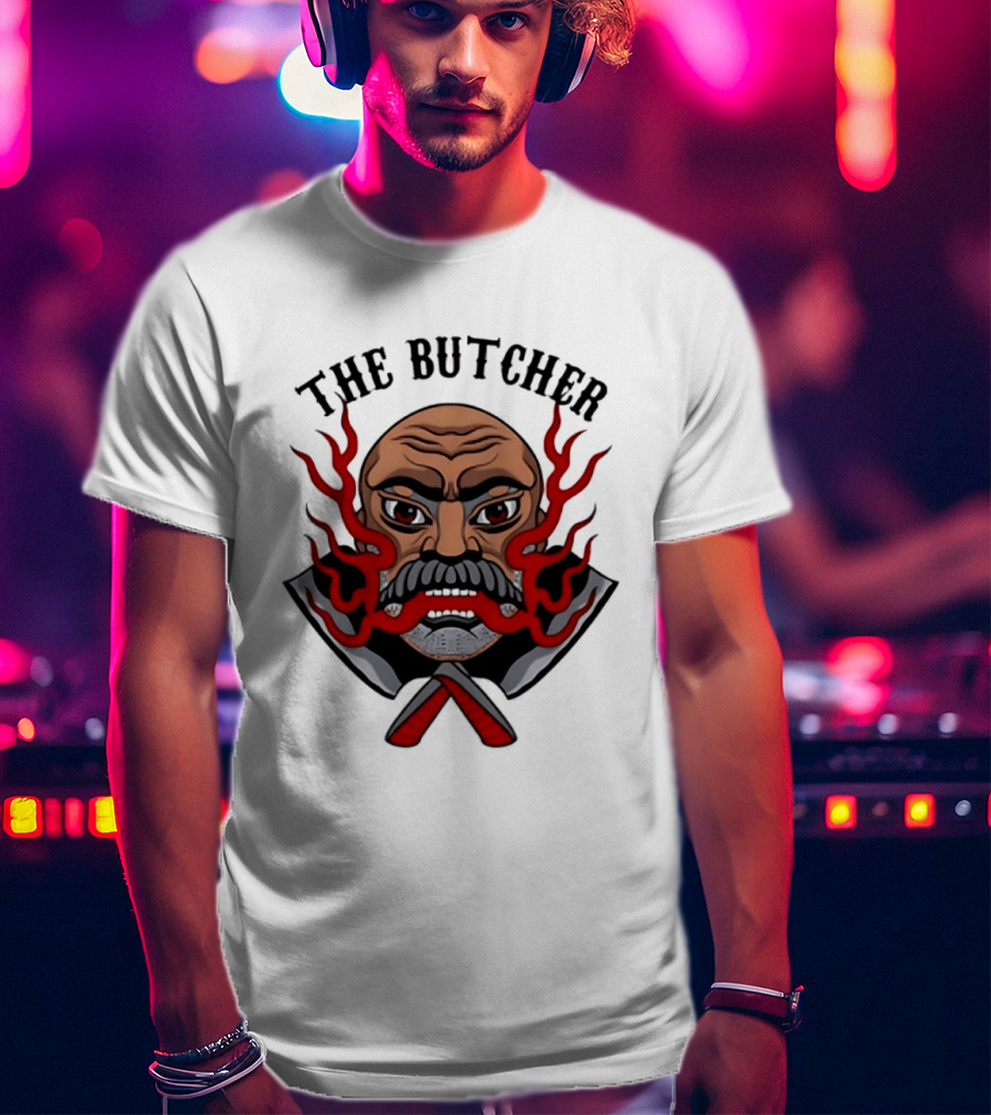The Butcher AEW Professional Wrestling Skull Flames Axes T-Shirt