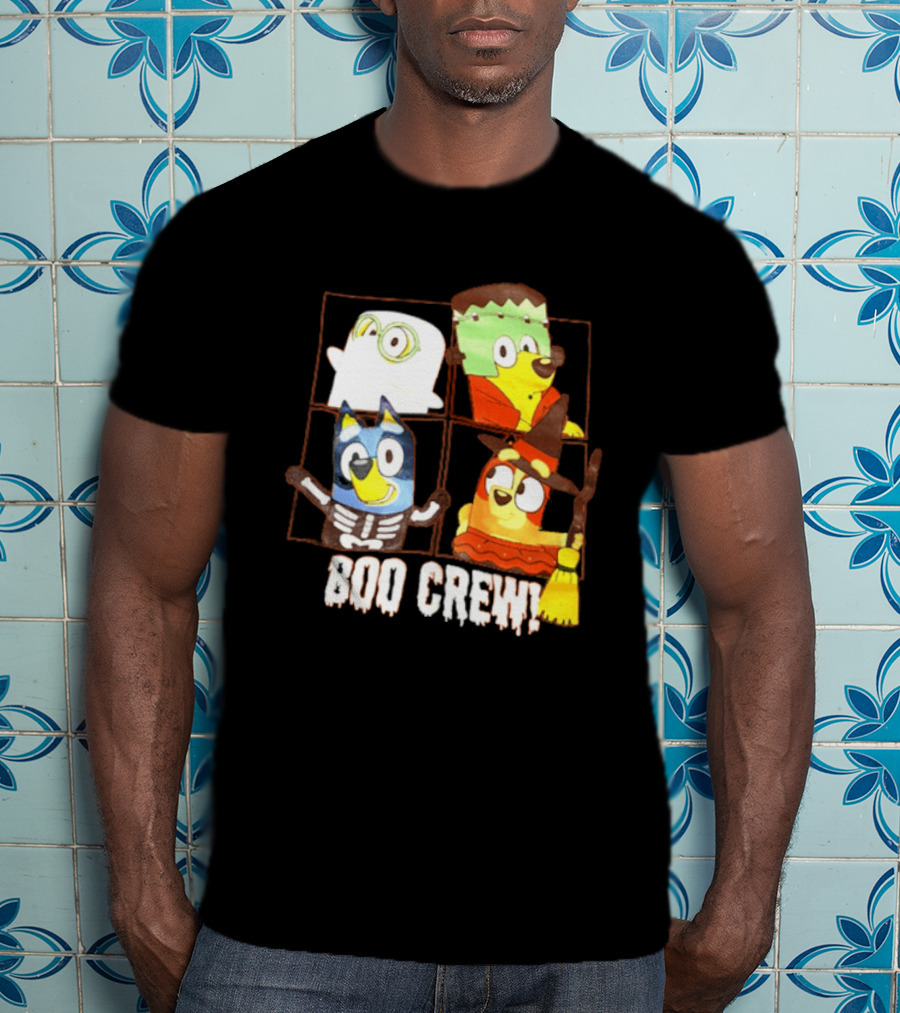 Boo Crew Bluey Halloween Ghost Frankenstein Witch Skeleton T-Shirt