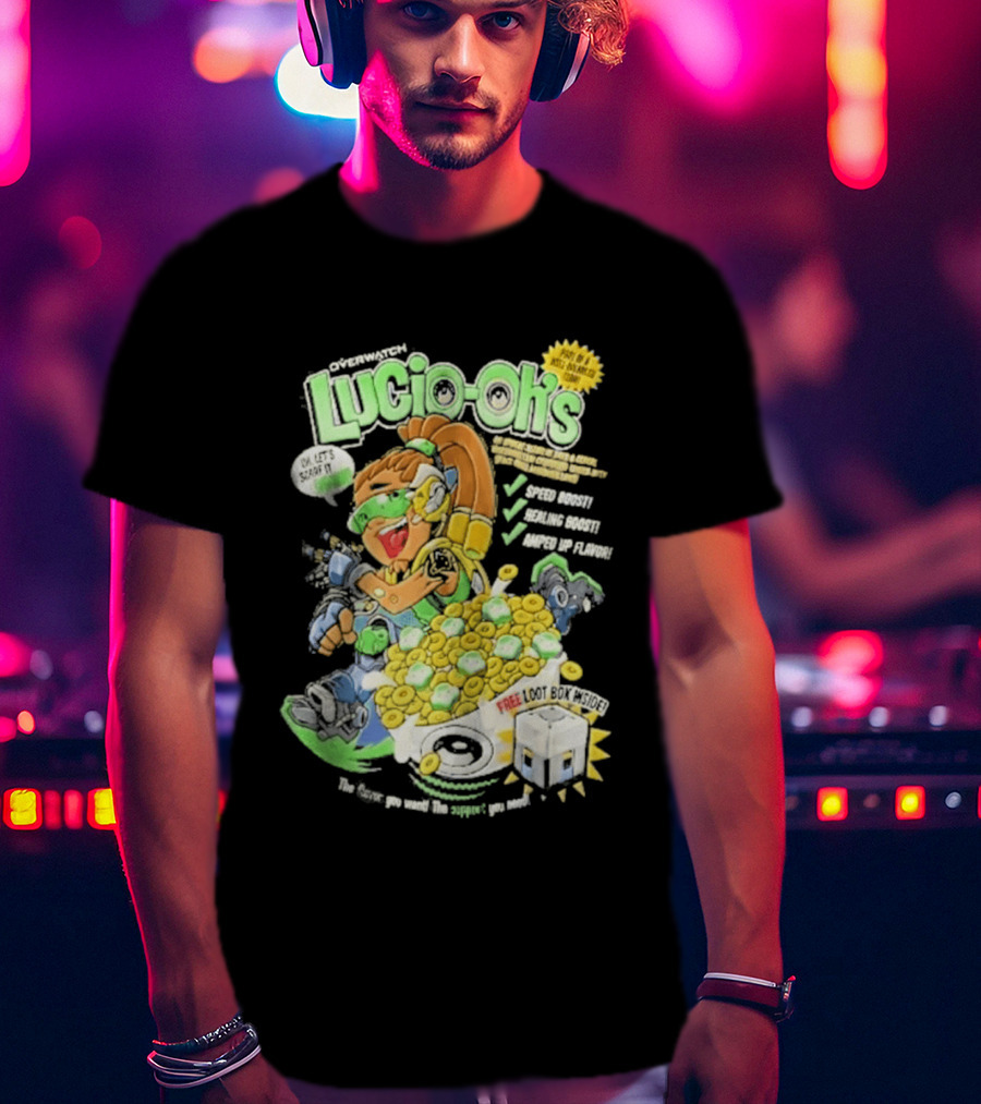 Lucio Oh's Cereal Sound Boost Sonic Waves Packed With Flavor T-Shirt