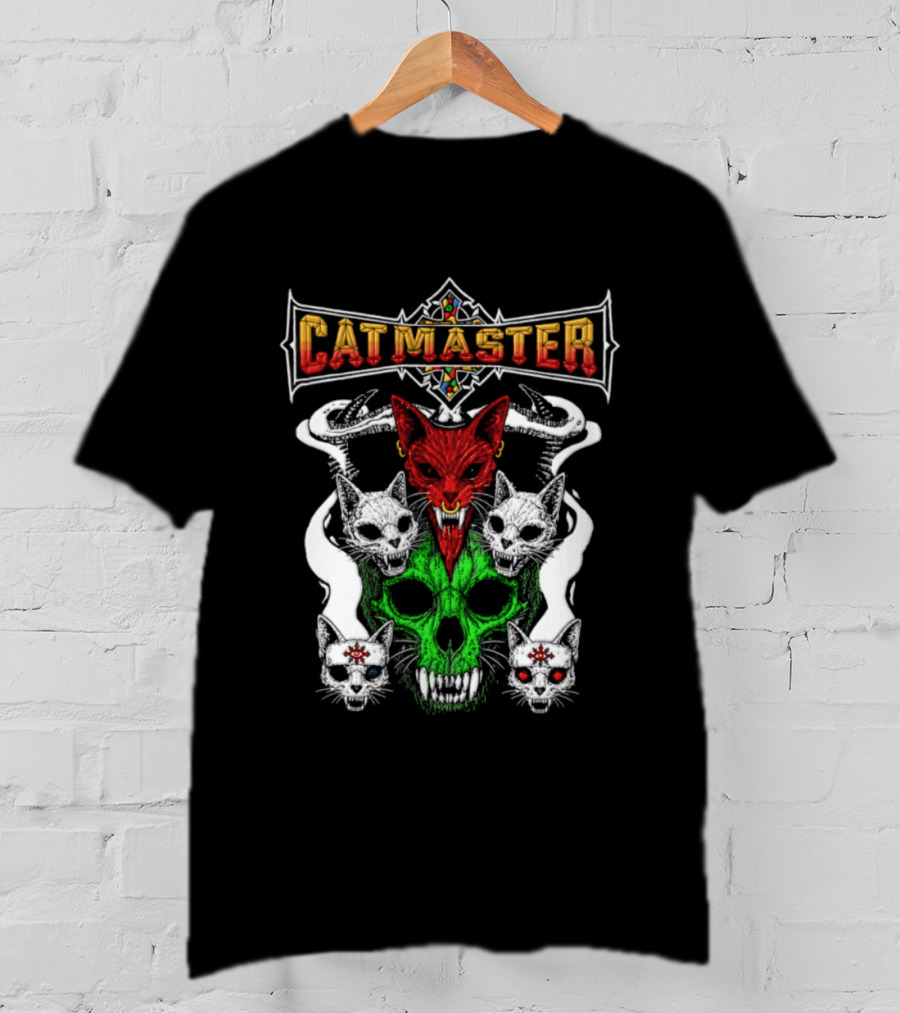 Catmaster Occult Cat Skull Metal Gothic Supernatural Feline Skulls T-Shirt