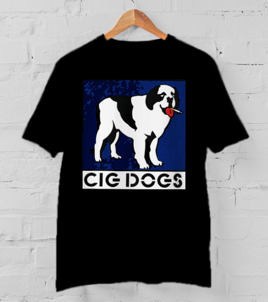 Cig Dogs Saint Bernard Smoking Cigarette Funny Canine T-Shirt